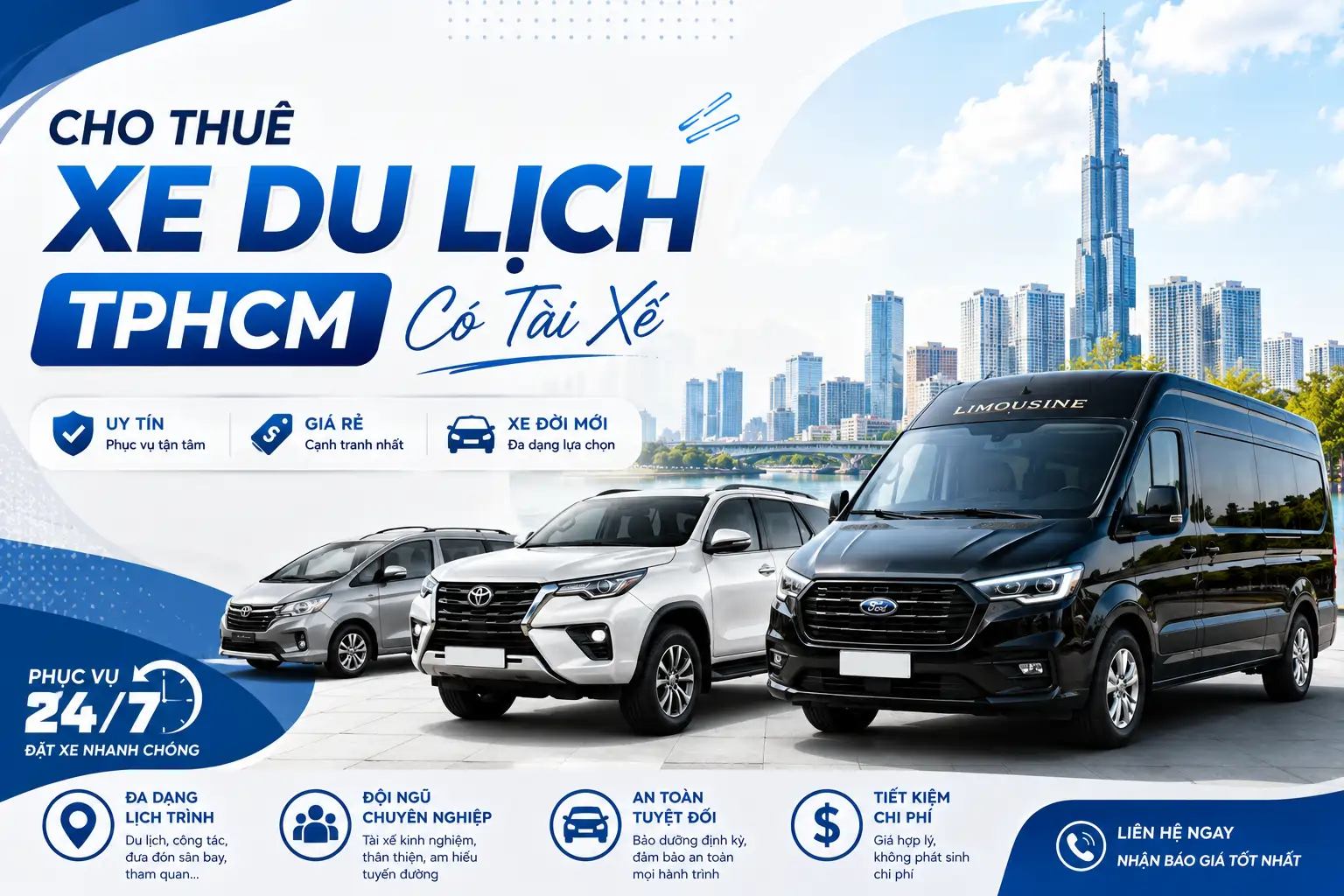 Dịch Vụ Cho Thuê Xe Du Lịch TPHCM Có Tài Xế: Uy Tín, Giá Rẻ, Xe Đời Mới